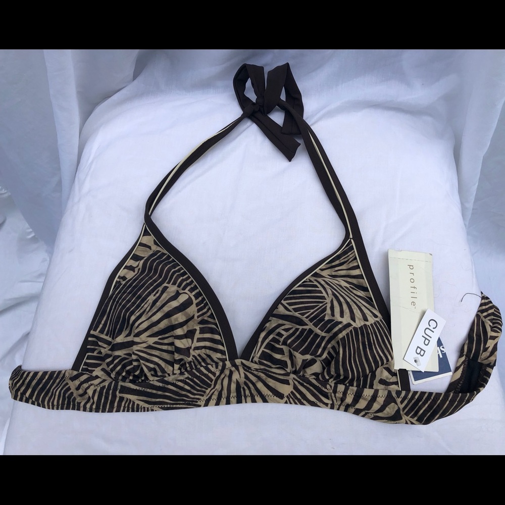 Brown and tan skirted bikini